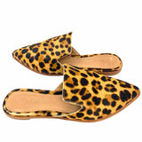 Madewell Women's Black Brown Size 7.5 Flat Calf Hair Leopard Print Mules