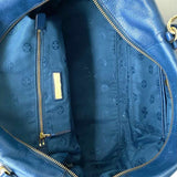 Tory Burch Brody Blue Boston Pebbled Leather Satchel
