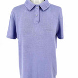 Saks 5th Ave Women's Purple Size L Polo Silk Cashmere Blend Short Sleeve Top