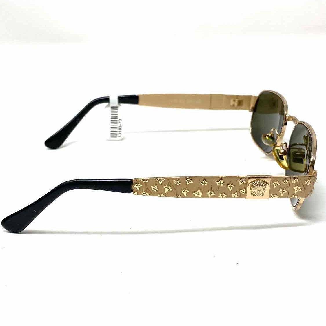 Versace Metal Black / Gold Tone Oval Ivy Medusa Sunglasses