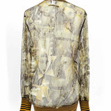 Jean Paul Gaultier Women's Multi-Color Size L V-Neck Lace Sheer Long Sleeve