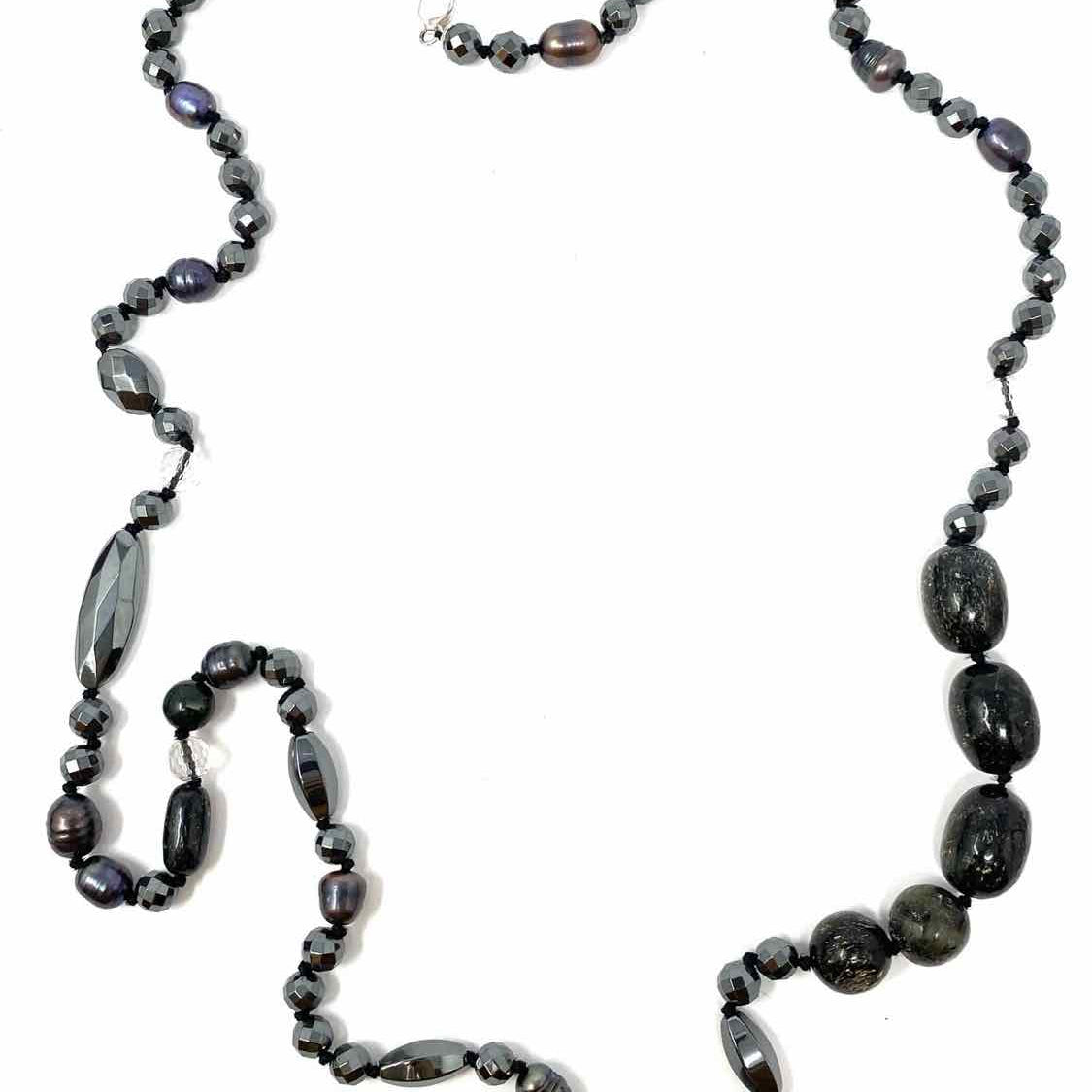 anthology Gunmetal Beaded Hematite & Pearl Necklace
