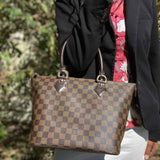LOUIS VUITTON 2006 Saleya PM Coated Canvas Brown Zip Top Damier Ebene Tote