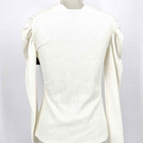 Rebecca Taylor Women's White Size XS V-Neck Ruffled Long Sleeve