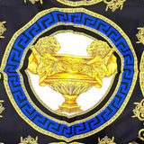 Versace Silk Black Yellow Square 34" Baroque Medusa Scarf