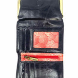 HOBO INTERNATIONAL Black Compact Kisslock Leather Wallet