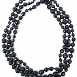 Estate Black Long 64" Beaded Necklace