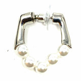 Natasha Ivory Silver Tone Hoop Faux Pearl Earrings