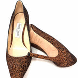JIMMY CHOO Women's Black Brown Size 38.5/8 Stiletto Velvet Speckled Pumps