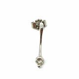 Estate Platinum Silver Bar Drop Dangle Stud 0.5" Diamond Earrings