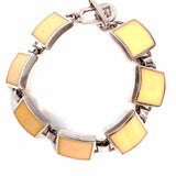 Soul Flower Sterling Yellow/Silver Square 8" Amber Jewelry Set
