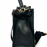 Fendi Peekaboo X-Lite Medium Black Top Handle Turnlock Leather Satchel