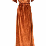 BALTIC BORN Women's Orange Size M Wrap Velvet Dress