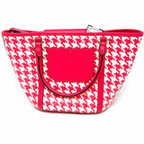 Kate Spade Raffia Pink White Black Houndstooth Tote