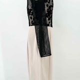 KAREN MILLEN Women's Black Beige Size 10 sheath Mesh Overlay Dress