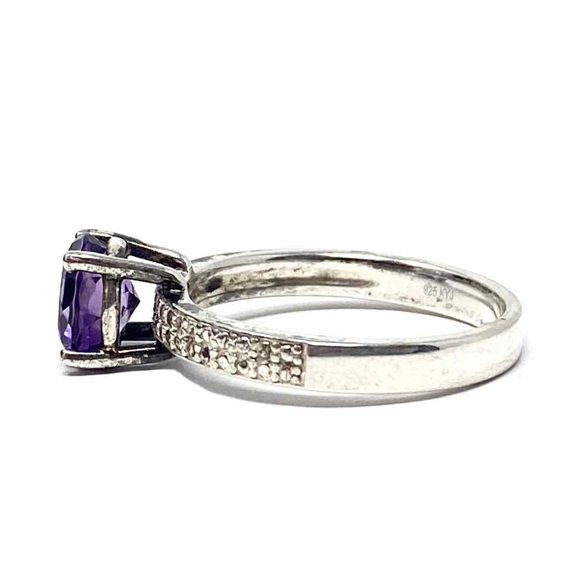 9 .925 Purple Round Solitaire Amethyst Ring