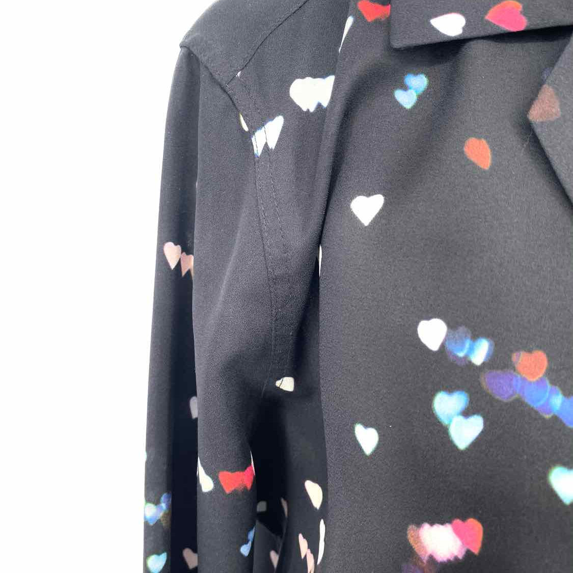 Equipment Femme Women's Black Size L Button Down Heart Long Sleeve