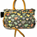 Dooney & Bourke Y2K Scribble Hearts Coated Canvas Multi-black Tote Satchel