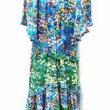 by Anthropologie Women's Blue Size XS Short Sleeve Floral Dress