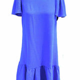 DKNY Women's Blue Size 1 Butterfly Sleeve Ruffled Dress