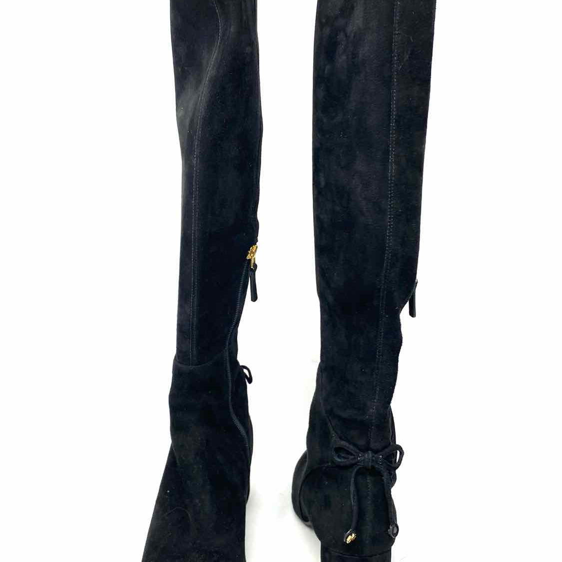 Tory Burch Women's Black Size 8 Over-the-knee Suede Block Heel Boots