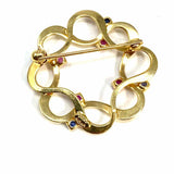 Carl Art 14k Yellow Gold Woven Pink & Blue Sapphire Brooch