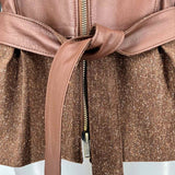 W by Worth Women's Brown Size 10 Pleated Mixed Media Jacket