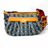 LOUIS VUITTON Porte Epaule Raye MM Denim Blue Monogram Shoulder Bag