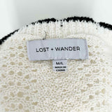 Lost+Wander Women's White Size M/L Scalloped Knit Cardigan