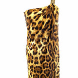 Michael Kors Women's Black Brown Size 8 One Shoulder Leopard Made in Italy Dress