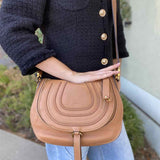 Chloe 2012 Marcie Medium Beige Saddle Bag Pebbled Leather Crossbody