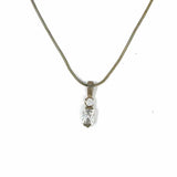 Estate 925 Sterling Silver White Pendant 16.5" Emerald Cut Necklace