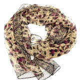 Silk Brown Black Long 66" Leopard Print Scarf