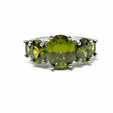 Estate size 6 .925 Sterling Silver Multi-stone Green Gem Ring