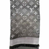 LOUIS VUITTON Monogram Shine Black 55" Metallic Shawl