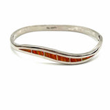 Estate 925 Sterling Silver Hinged Abstract Opal Bangle