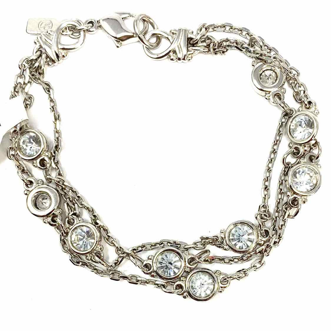Swarovski Silver tone Multi-strand 7.25" Chain Crystal Bracelet