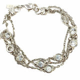 Swarovski Silver tone Multi-strand 7.25" Chain Crystal Bracelet