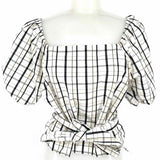 Levi Women's black/white Size M Puff Sleeve Plaid Short Sleeve Top