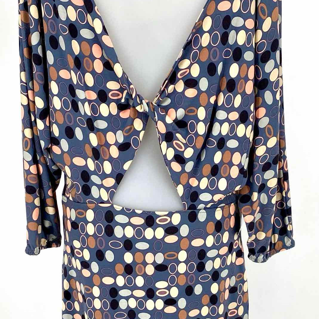 MISSONI Women's Blue / Beige Size L Open Back Abstract Dress