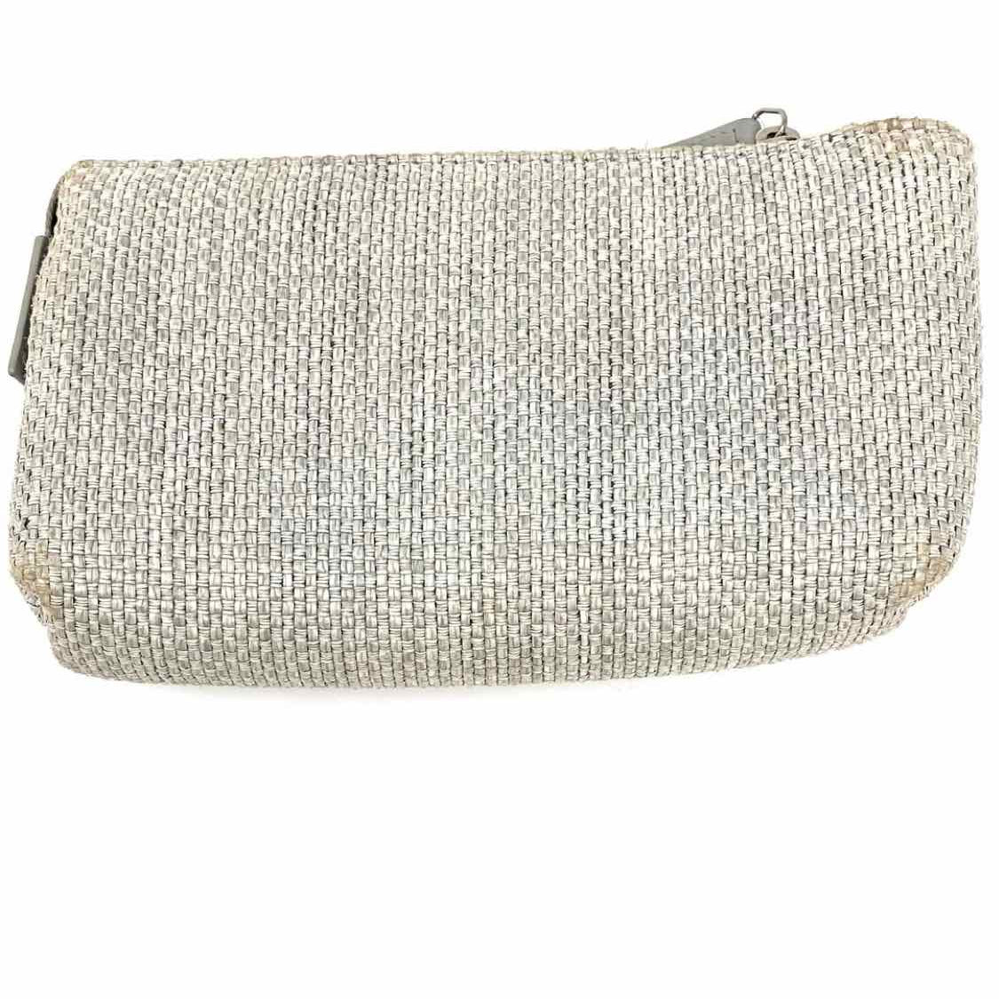 Chanel 2016/17 Deuville Cosmetic Raffia Woven Gray Logo Wallet