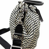 Marc Jacobs Limited Edition Rare Stam Black White Kisslock Chevron Satchel