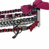 Juicy Couture Chain Burgundy Black Layered 7" Bow Bracelet