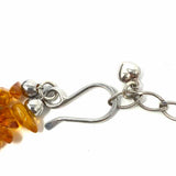 Estate .925 Sterling Orange Multi-strand 20" Beaded Amber & Pearl Necklace