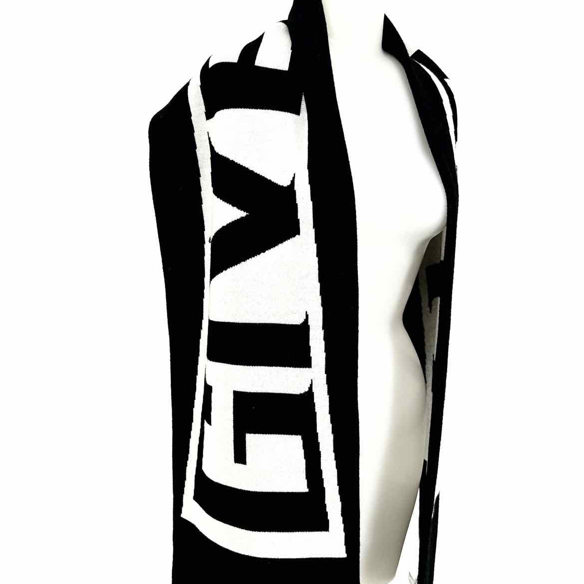 Givenchy Wool Black / White Long Logo Scarf
