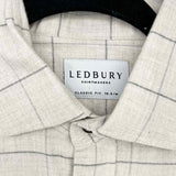 LEDBURY Men's Beige Size M Button Down Window Pane Long Sleeve Shirt