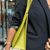 BAGGU chartreuse Leather Tote