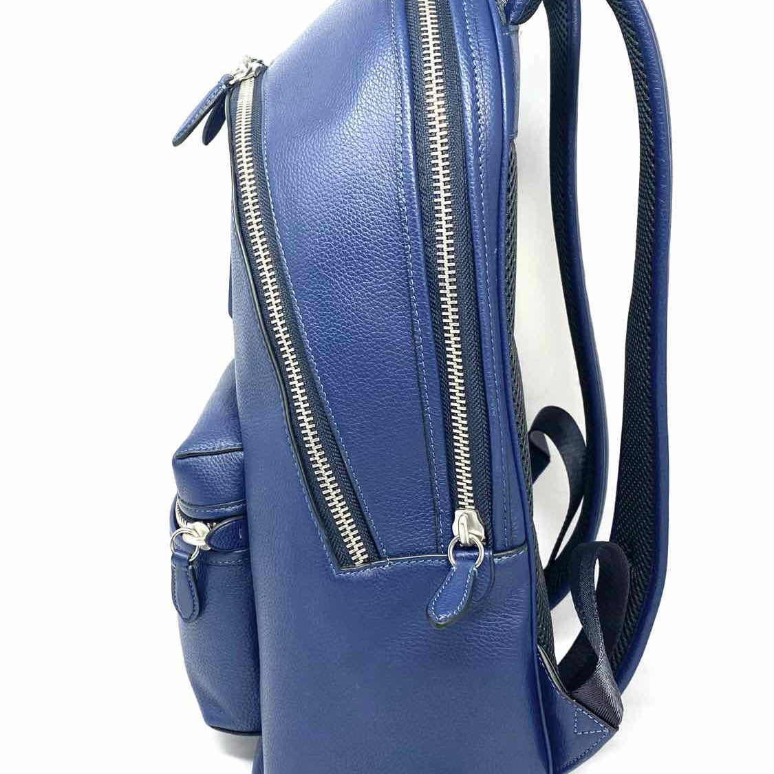Coach Large Charter Navy Zip-Around Logo Pebbled Leather BackPack