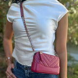 Chanel 2018-19 Gabrielle Double Zip WOC Cranberry Made in Italy Crossbody