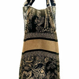 Christian Dior Medium Toile de Jouy Navy Green Embroidered Made in Italy Tote